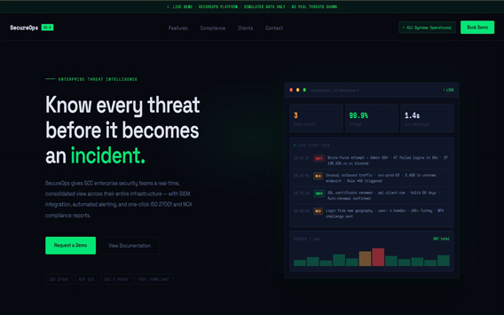 SecureOps — Threat Monitoring Dashboard